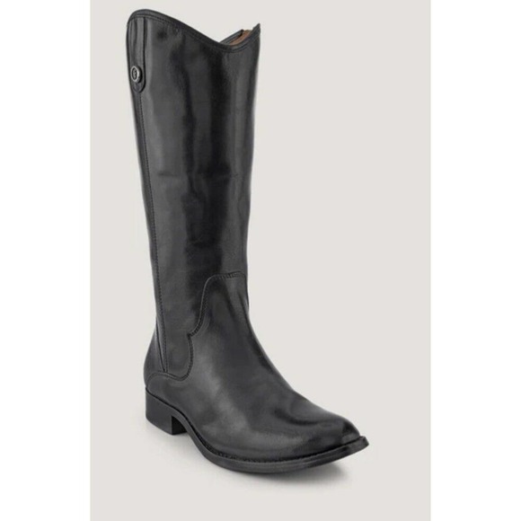 Frye Marissa Medallion Inside Zip Tall Riding Boot Black Leather Sole 6 M - Picture 2 of 9